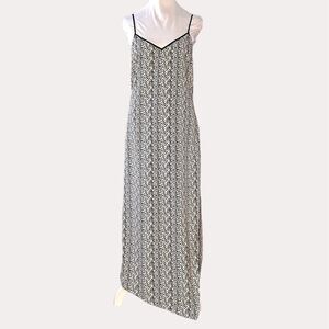 Sanctuary Slip Dress Geometric Side Slits Beige Black M